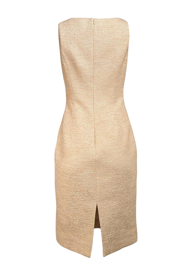 Etcetera - Beige & Gold Boucle Sleeveless Dress Sz 2 - Current Boutique