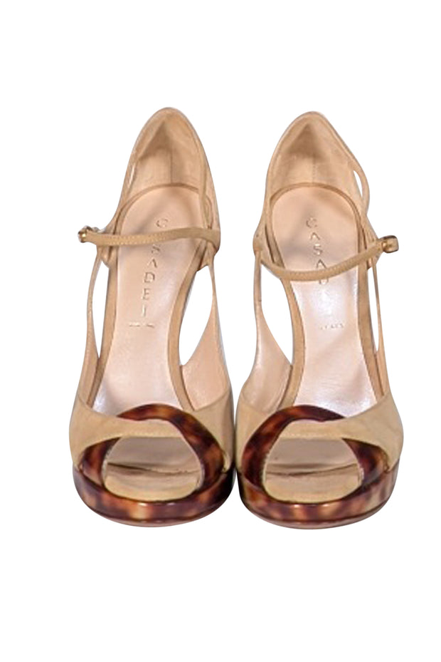 Casadei - Beige Suede Peep Toe Strappy Pumps Sz 8 - Current Boutique