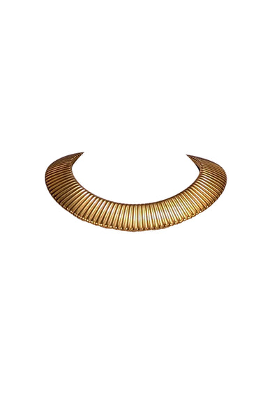 Yves Saint Laurent - Gold Colored Ribbed Chunky Necklace