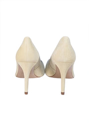 L.K. Bennett - Light Yellow Suede Pointed Toe Floret Pumps Sz 9 - Current Boutique