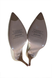 L.K. Bennett - Light Yellow Suede Pointed Toe Floret Pumps Sz 9 - Current Boutique