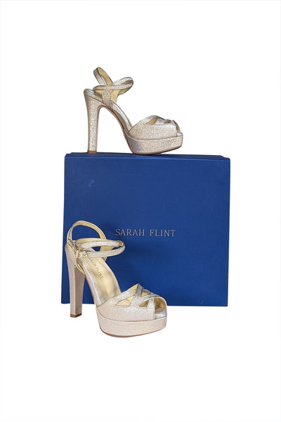 Sarah Flint - Light Gold "Perfect Mihaela 120" Strappy Heels Sz 8.5 - Current Boutique