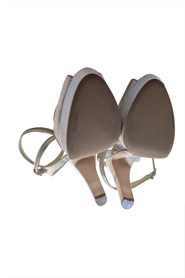 Sarah Flint - Light Gold "Perfect Mihaela 120" Strappy Heels Sz 8.5 - Current Boutique