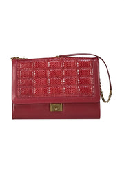 Jimmy Choo - Brick Red Leather Crossbody Bag w/Snakeskin Front Flap