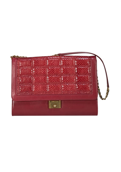 Jimmy Choo - Brick Red Leather Crossbody Bag w/Snakeskin Front Flap