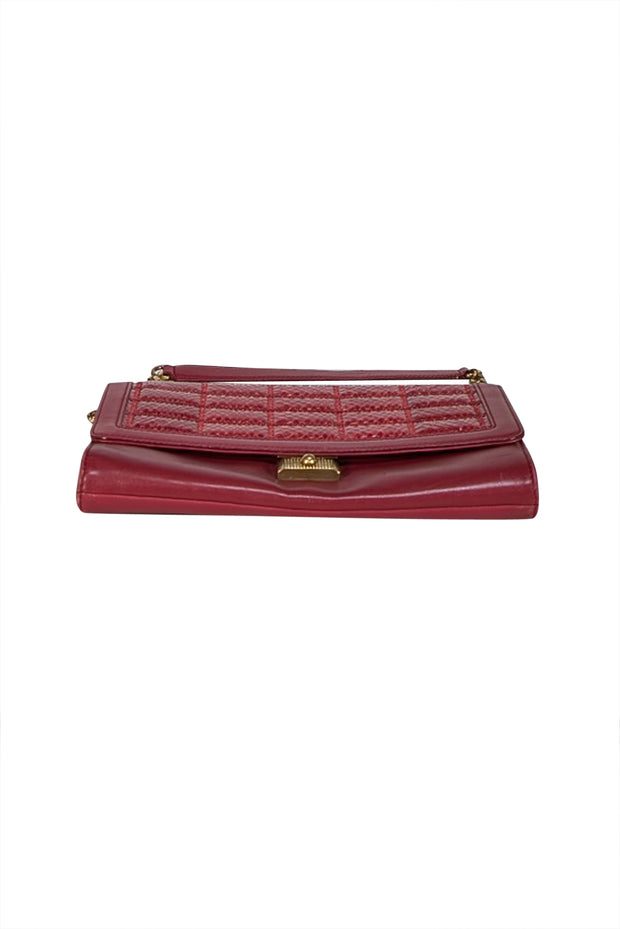 Jimmy Choo - Brick Red Leather Crossbody Bag w/Snakeskin Front Flap