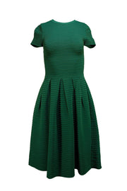 Valentino - Green Ribbed Open Back Short Sleeve Dress Sz S - Current Boutique