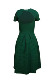 Valentino - Green Ribbed Open Back Short Sleeve Dress Sz S - Current Boutique