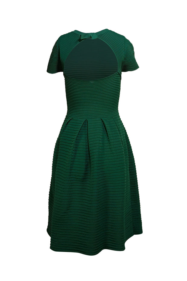 Valentino - Green Ribbed Open Back Short Sleeve Dress Sz S - Current Boutique