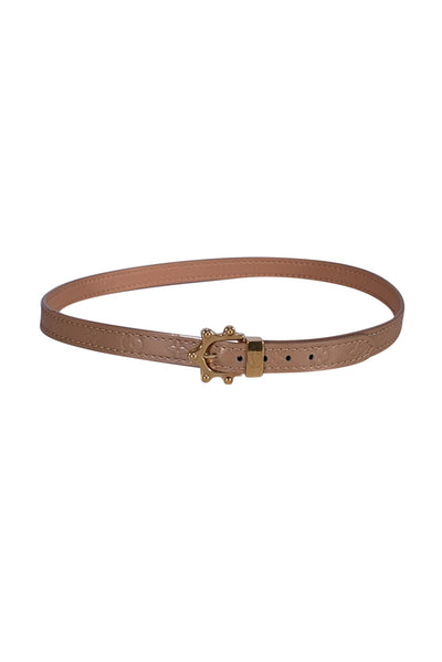 Louis Vuitton - Beige Patent Embossed Print Wrap Around Bracelet - Current Boutique