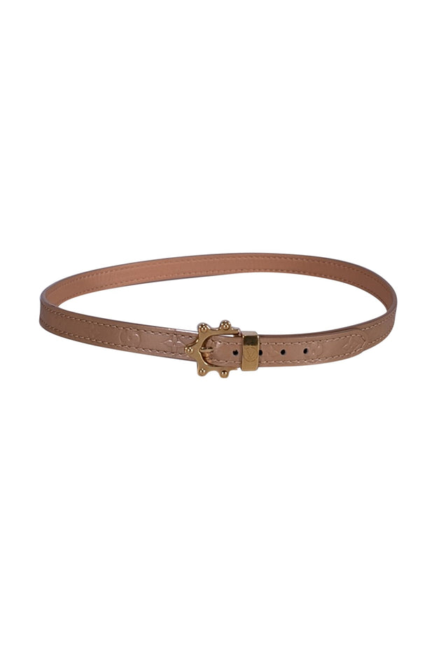 Louis Vuitton - Beige Patent Embossed Print Wrap Around Bracelet - Current Boutique