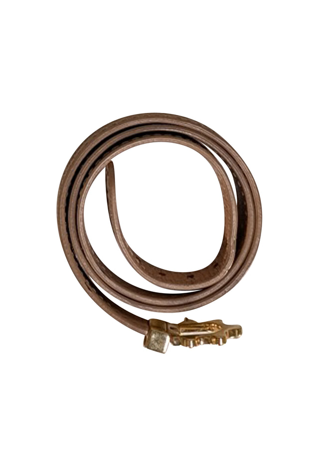 Louis Vuitton - Beige Patent Embossed Print Wrap Around Bracelet - Current Boutique