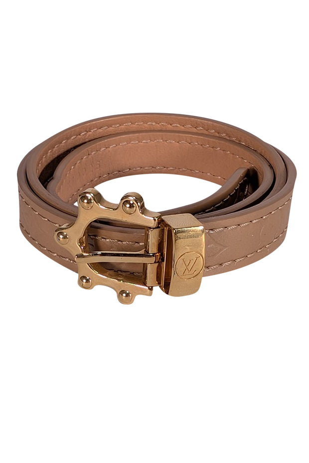Louis Vuitton - Beige Patent Embossed Print Wrap Around Bracelet - Current Boutique
