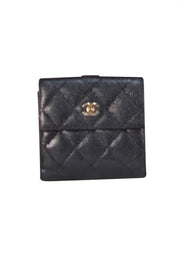 Chanel - Black Quilted Caviar Leather Wallet - Current Boutique
