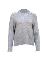 3.1 Phillip Lim - Light Grey Alpaca & Wool Blend Sweater w/ Pearl Details Sz S - Current Boutique
