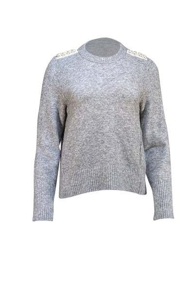 3.1 Phillip Lim - Light Grey Alpaca & Wool Blend Sweater w/ Pearl Details Sz S - Current Boutique