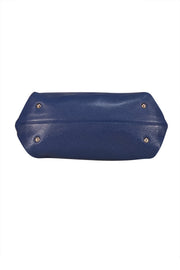 Ferragamo - Royal Blue Pebbled Leather Silver Hardware Satchel Bag - Current Boutique