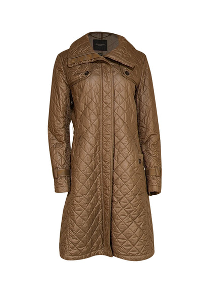 Weekend Max Mara - Brown Quilted Collared Midi Coat Sz 12 - Current Boutique