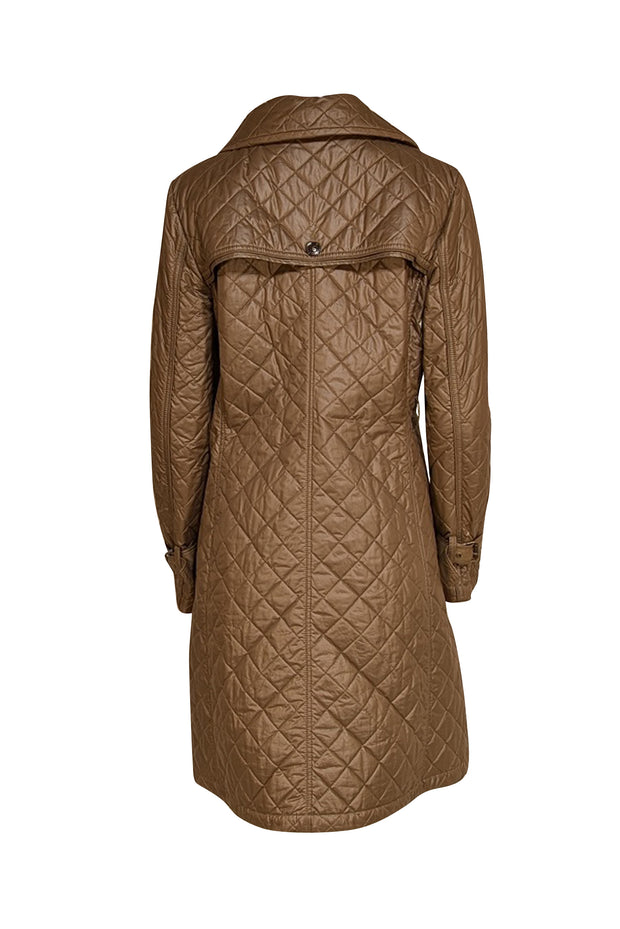 Weekend Max Mara - Brown Quilted Collared Midi Coat Sz 12 - Current Boutique