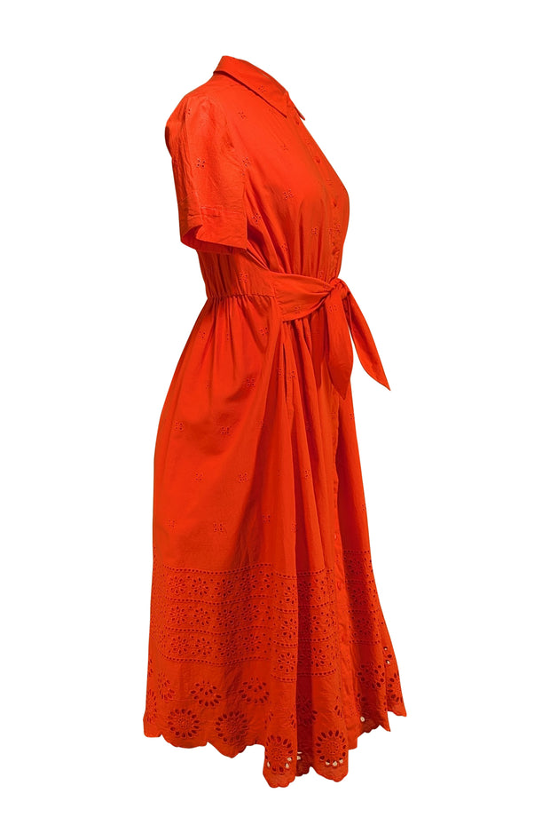Kate Spade - Orange Eyelet Midi Dress Sz M - Current Boutique