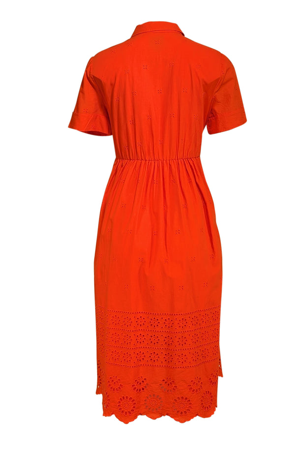Kate Spade - Orange Eyelet Midi Dress Sz M - Current Boutique