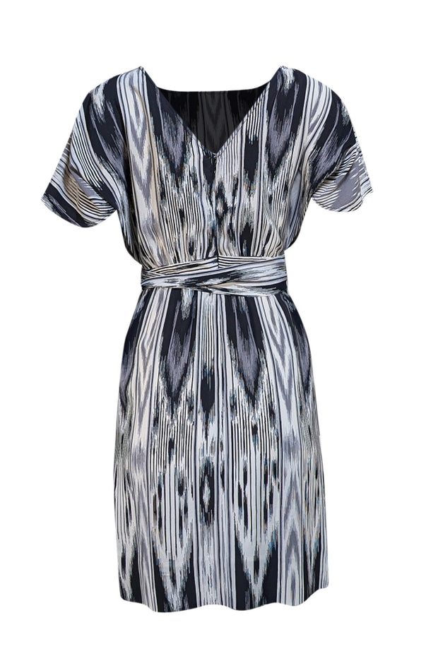 Etcetera - White, Black, & Grey Striped Mini Dress Sz 2 - Current Boutique