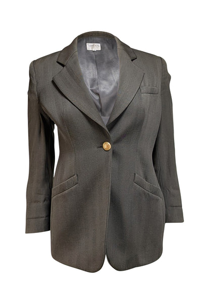 Armani Collezioni - Army Green Single Button Blazer Sz 2 - Current Boutique