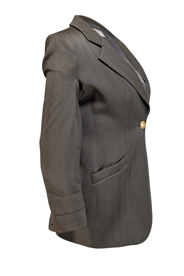 Armani Collezioni - Army Green Single Button Blazer Sz 2 - Current Boutique
