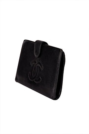 Chanel - Black Leather Logo Front Wallet - Current Boutique