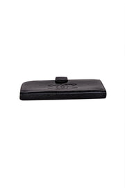 Chanel - Black Leather Logo Front Wallet - Current Boutique