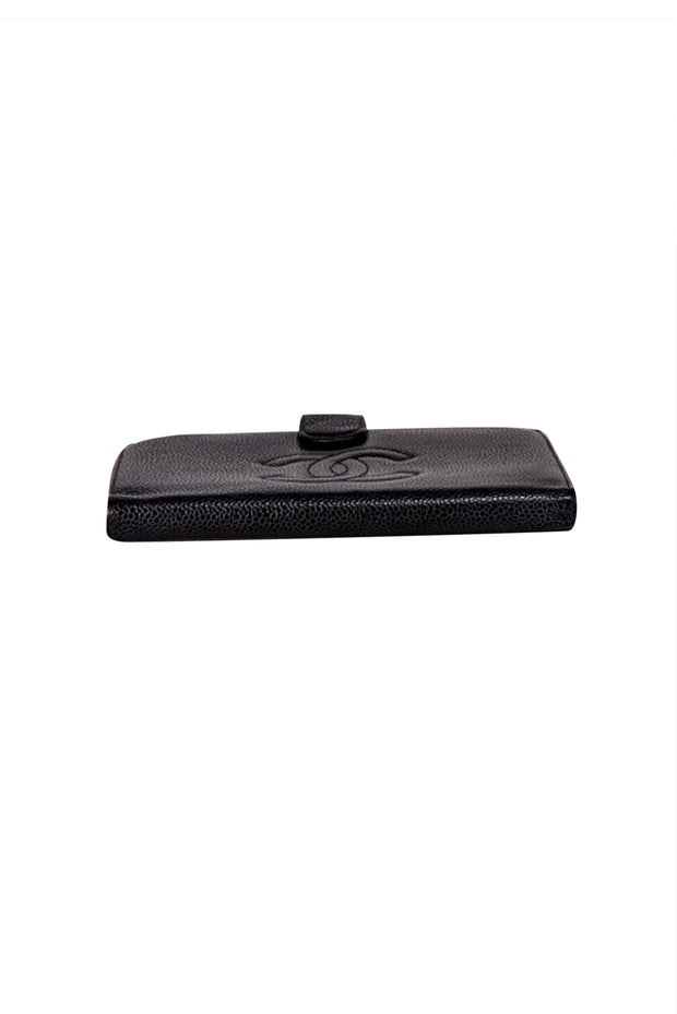 Chanel - Black Leather Logo Front Wallet - Current Boutique