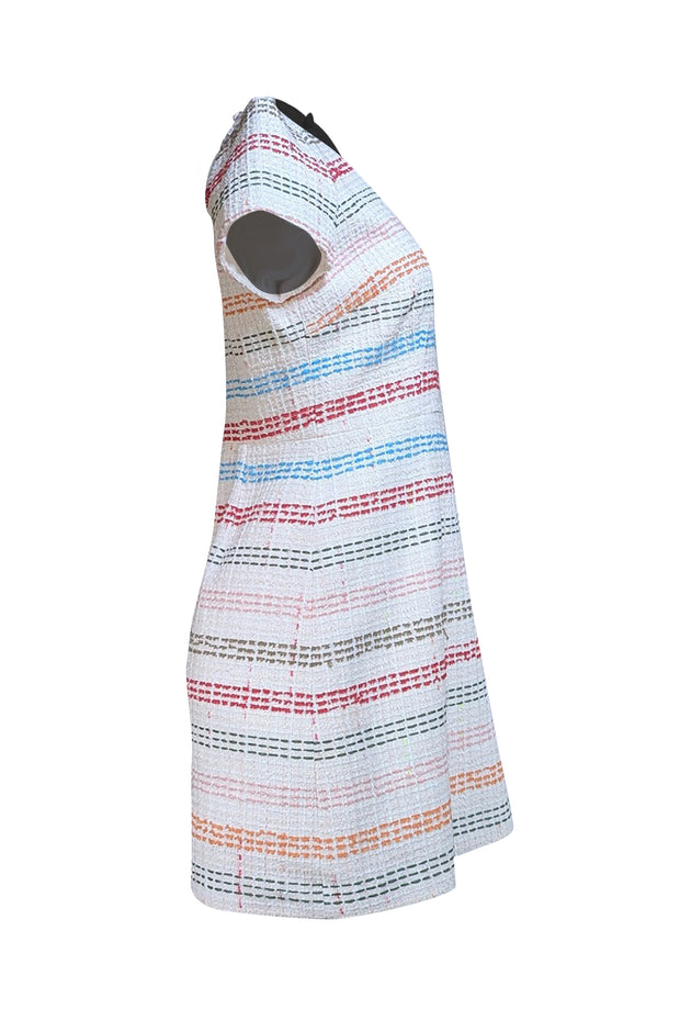 Milly - Ivory, Pink, Green, & Blue Boucle Short Sleeve Dress Sz 10 - Current Boutique
