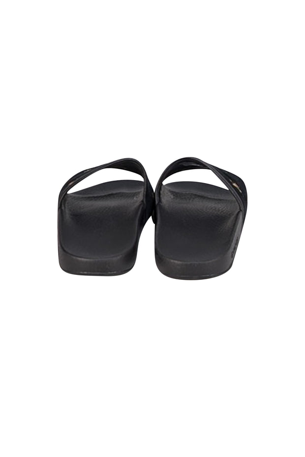 Gucci - Black Velvet w/ Gold Bee & Star Embroidered Slide Sandals Sz 8 - Current Boutique