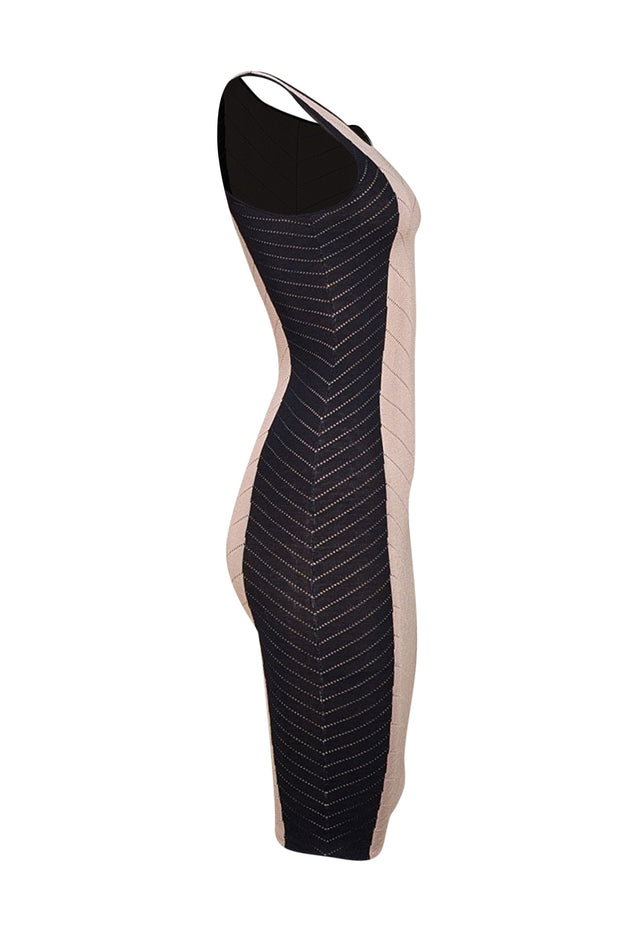 Torn by Ronny Kobo - Beige & Black Knit Midi "Jen" Dress Sz S - Current Boutique