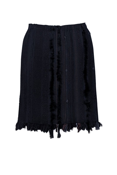Gucci - Black Mixed Media Textured Pencil Skirt Sz 0 - Current Boutique
