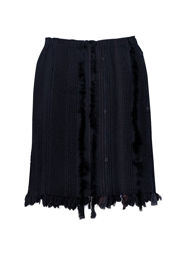 Gucci - Black Mixed Media Textured Pencil Skirt Sz 0 - Current Boutique