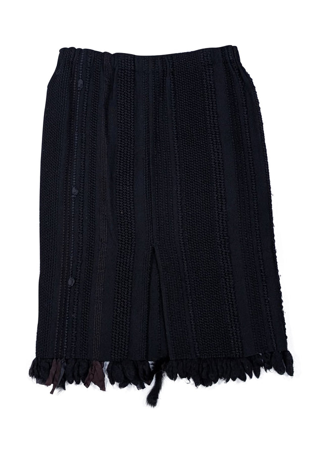 Gucci - Black Mixed Media Textured Pencil Skirt Sz 0 - Current Boutique