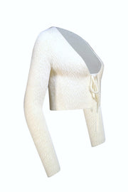 Jonathan Simkhai - Cream Fuzzy Tie Front Cardigan Sz XS - Current Boutique