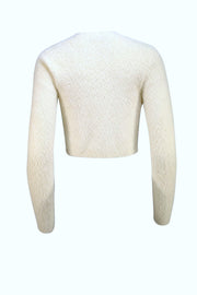 Jonathan Simkhai - Cream Fuzzy Tie Front Cardigan Sz XS - Current Boutique