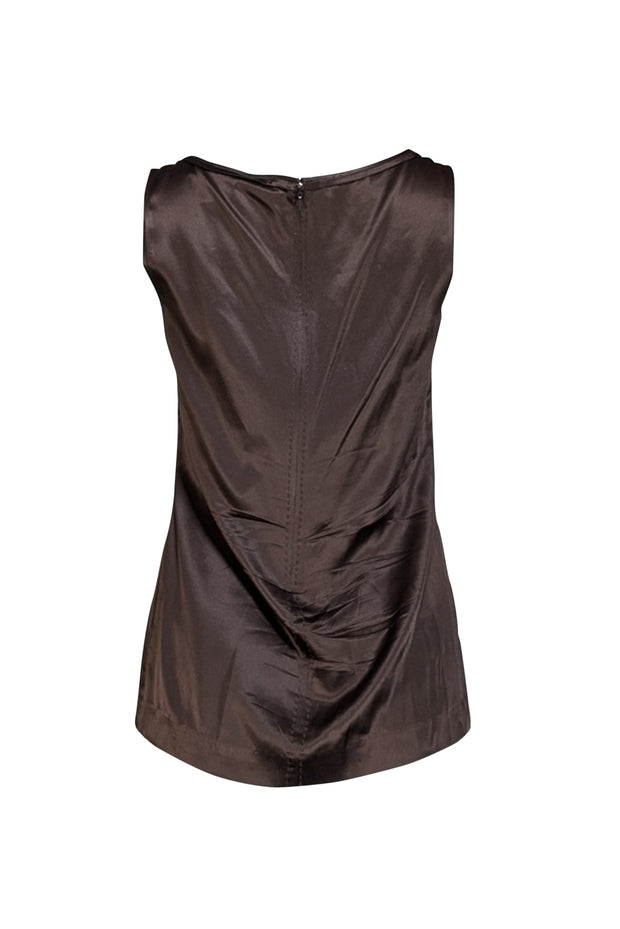 Tory Burch - Brown Silk Sleeveless Jewel Detail Top Sz 4 - Current Boutique