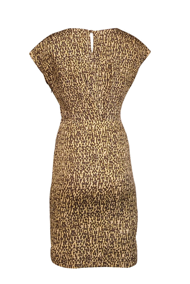 Carolina Herrera - Brown & Yellow Spotted Print Cap Sleeve Dress Sz 4 - Current Boutique