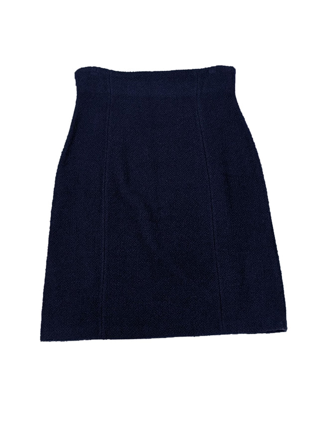 St. John - Navy Textured Wool Mini Skirt Sz 8 - Current Boutique