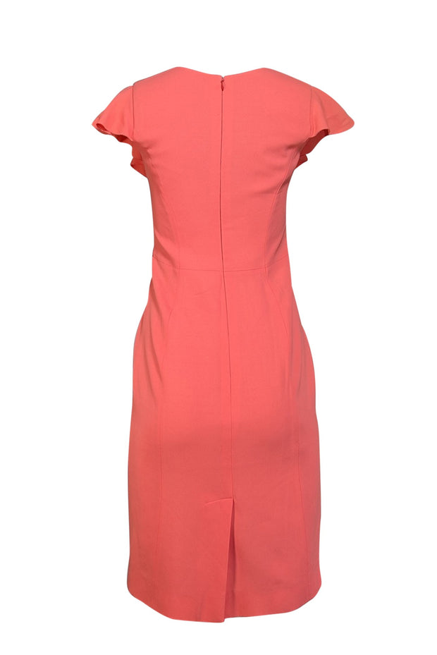 Carolina Herrera - Coral Pink Ruffle Trim Dress Sz 4 - Current Boutique