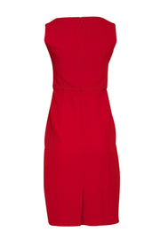 Carolina Herrera - Red Wool Sleeveless Belted Dress Sz 6 - Current Boutique