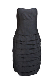 Max Mara Studio - Grey Strapless Ruffle Mini Dress Sz 6