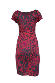Max Mara - Pink, Orange, & Grey Print Ruched Waist Dress Sz S - Current Boutique