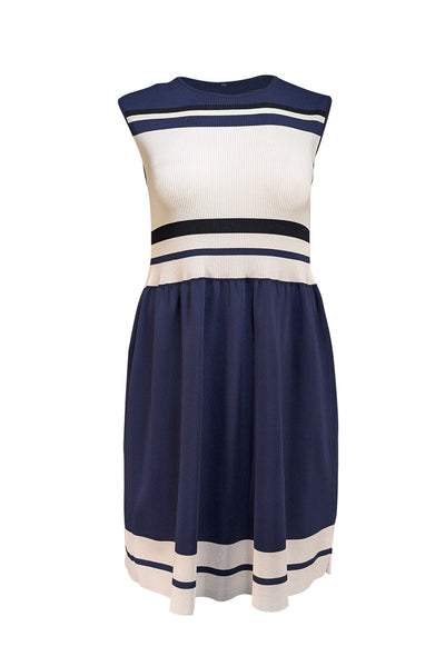 Sportmax - Navy and White Colorblock Mini Dress Sz S - Current Boutique