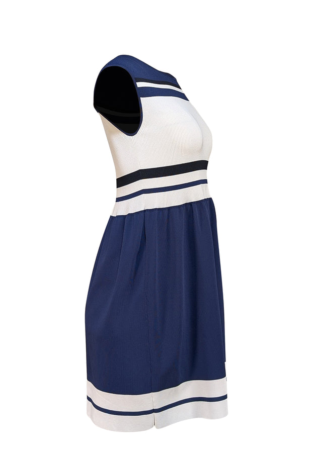 Sportmax - Navy and White Colorblock Mini Dress Sz S - Current Boutique