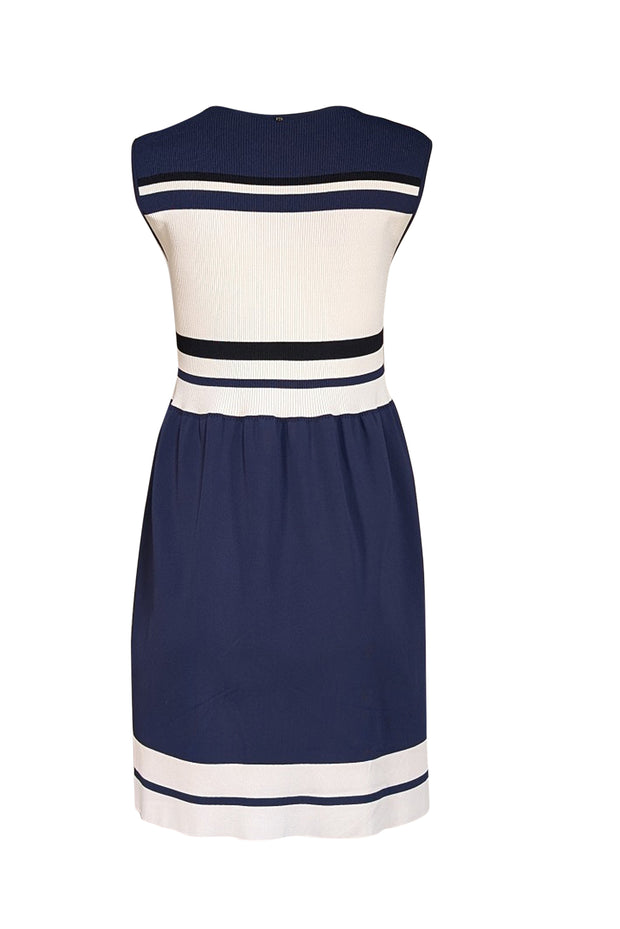Sportmax - Navy and White Colorblock Mini Dress Sz S - Current Boutique