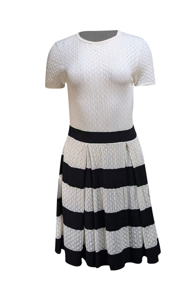 Red Valentino - White & Black Knit Mini Dress Sz S - Current Boutique